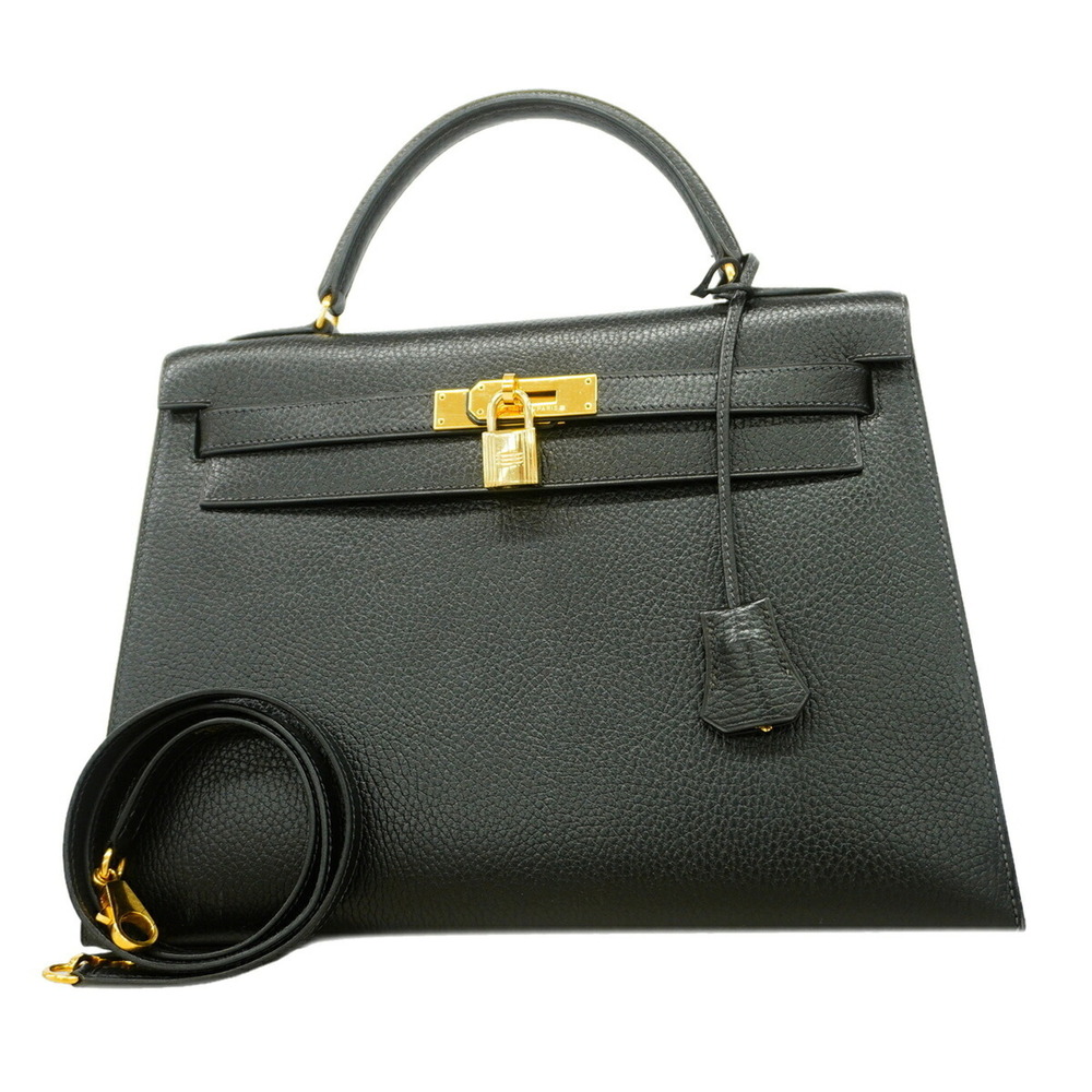 Hermes Kelly 32 Handbag, Ardennes Black, ○W Stamp, 2-way bag for women